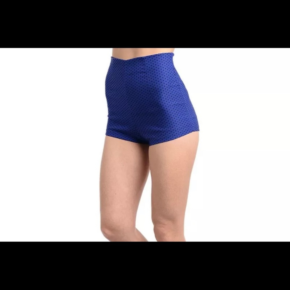 Blue Swiss Dotted high Waisted Short Shorts  New m